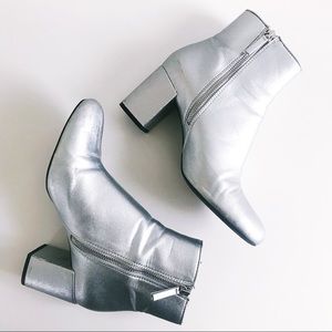 ZARA Shoes | Silver Ankle Heel Boots | Size 39